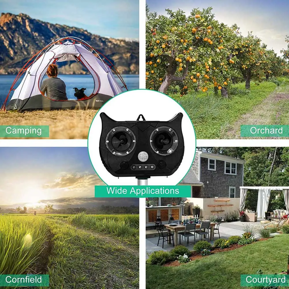 Solar Power Animal Repeller Waterproof Outdoor Animal Repeller with Ultrasonic Sound PAK55