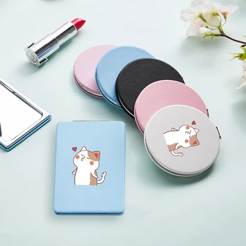 

High Quality Makeup Cute Cat Mirror with Double Side Portable Travel Folding Magnifying Compact Pocket Cosmetic Vanity Mirrors