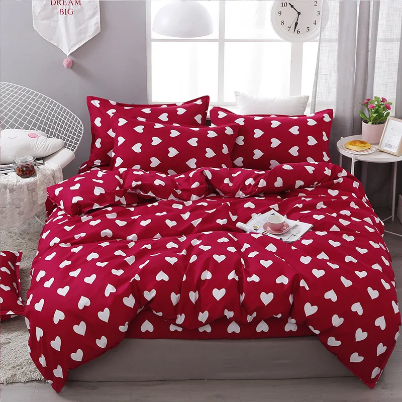 Cartoon Style Printed Comforter Bedding Sets 4pcs Polyester Bedding Sets Bed Sheet Duvet Cover Pillowcases for Home Decoration