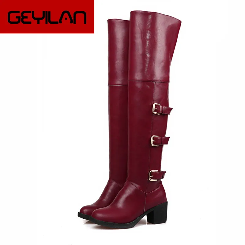 

2018 Autumn Winter Fashion Women Boots Shoes High Tube Square Heel Women Leather Boots Windproof Keep Warm Winter Boots Women 41