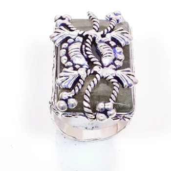 

Labradorite Ring Silver Overlay over Copper, USA Size 8.75., R5781