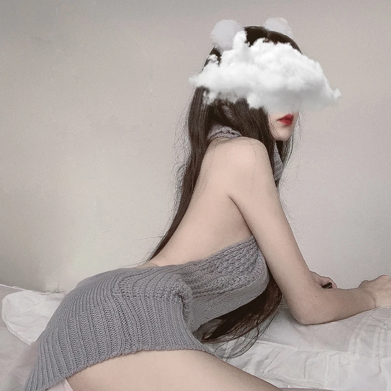 Вязаный свитер Otaku с высоким воротником Женский вязаный купальник однотонный
