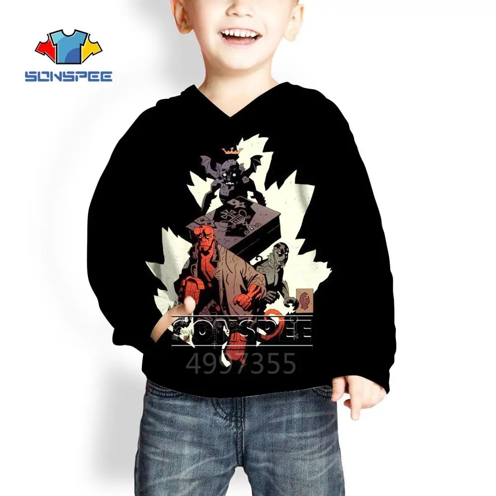 SONSPEE Son of Satan Hellboy Anime Harajuku t-shirt sweatshirt hoody 3D print boys girls teens hip hop kid children clothes X280