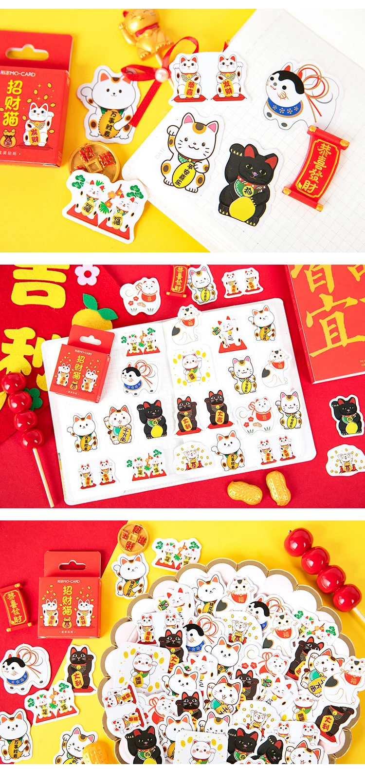 Lucky Cat 45pcs/ DIY Sticker cute creative fun personality retro Adhes album diary calendar scrapbook office supplies gift