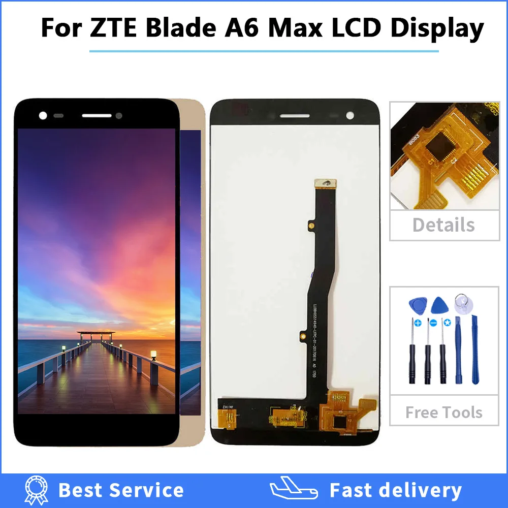 100% испытано 5 ''для ZTE Blade A6 Max полный ЖК дисплей кодирующий преобразователь