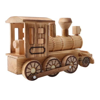 

Wooden Simulation Locomotive Figurines Ornament Manual Grinding Home Decoration Creative Handicraft Toys For Children