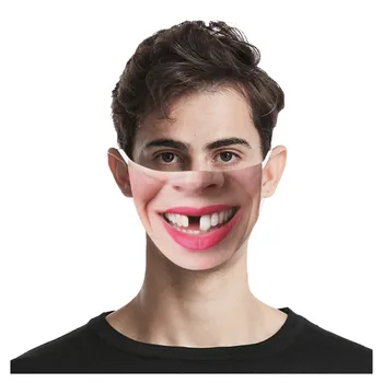 

1pc Reusable Washable Funny Face Mask For Women Men Adjustable Dustproof Windproof Protective Face Shield Pm25 Outdoor Masque