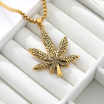 

Hip Hop Tree Leaf Necklace For Women Men Small Weed Herb Maple Leaf Pendants Necklaces Unisex Plant Jewelry Dropshipping Collar