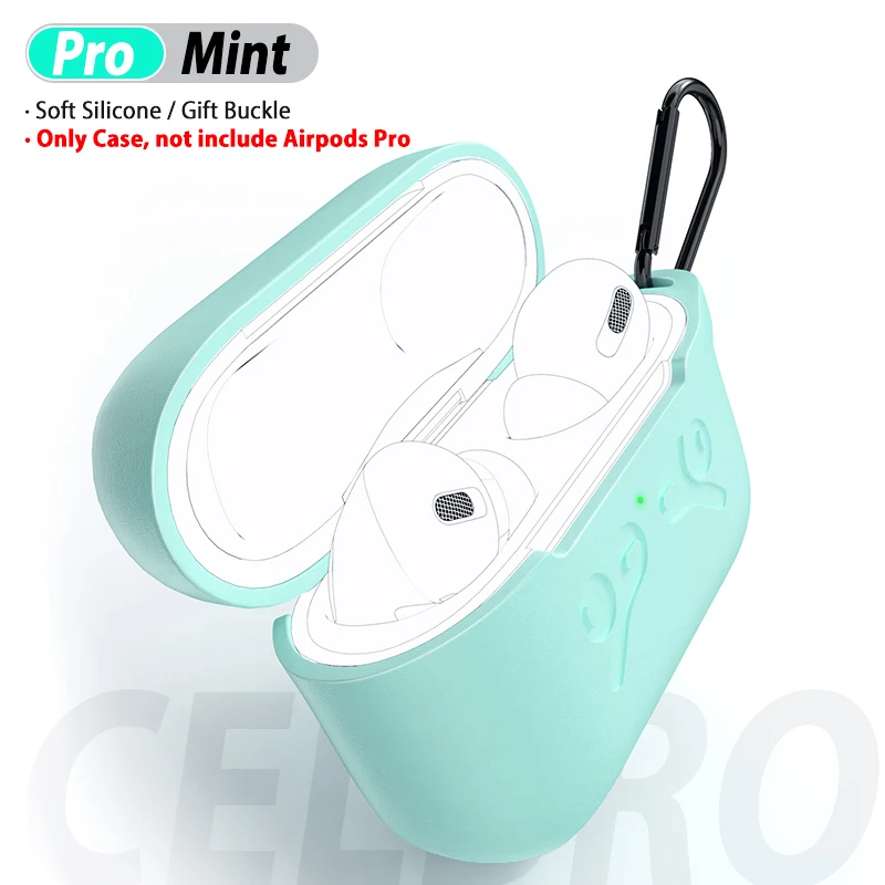 Mint Green Чехол для Apple AirPods Pro беспроводной Bluetooth футляр для наушников тонкий силиконовый Air Pods Pro противоударный чехол с брелоком - Цвет: Mint Green