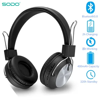 

SODO SD-1001 Bluetooth Headphone On-Ear Wired Wireless Headphones Foldable Bluetooth 5.0 Stereo Headset with Mic Support TF Card