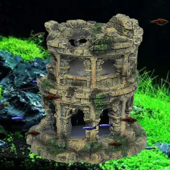 

Colosseum Aquarium Fish Tank Landscaping Decoration Vintage Home Resin Hideaway Shrimp Breeding Hiding Cave Shelter