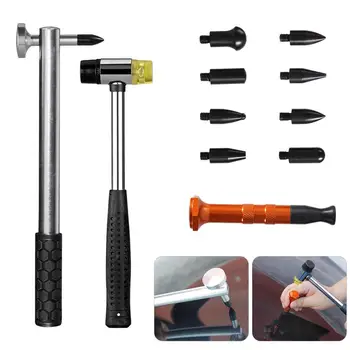 

Paintless Dent Repair Tool Ding Hammer Tap Down Pen w/9 Heads Car Hail Removal