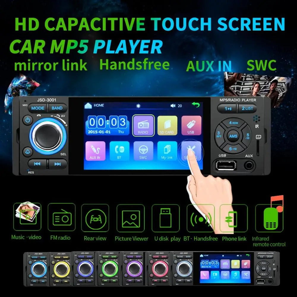Автомагнитола 4 1 дюйма Hd Fm Tf Usb Sd Spiegel Link Din Mp5 Speler стерео радио кассета сенсорный