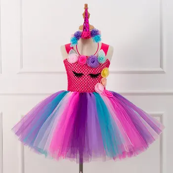 

Hot Selling Children Princess Dress Women's Gauze Tutu Cartoon Unicorn clothing Performance Dresses