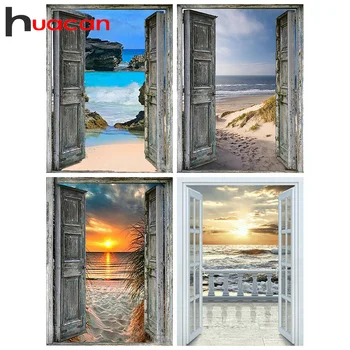 

Huacan Diamond Painting Cross Stitch Seaside Diamond Mosaic Door Embroidery Sale Decor For Home Sale