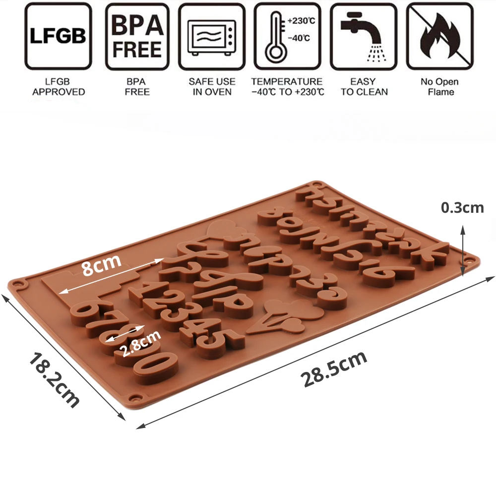 SILIKOLOVE New English Letters Silicone Chocolate Mold for Cake
