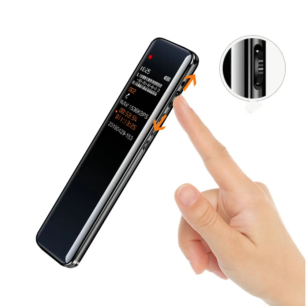 Uzun süre dijital ses kayıt cihazları ses ses kayıt diktafon ses aktif kayıt cihazı ile MP3 çalar, şifre