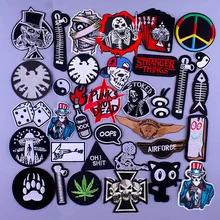 

Punk Embroidered Patches For Clothing Iron On Patches On Clothes Punk Skull Patch For Clothes DIY Rock Stripes Embroidery Patch