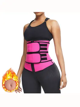 

Women Waist Trainer Corset Trimmer Belt Body Shaper Slimming with Zipper Weight Loss Neoprene Work Out Wear Pink Black