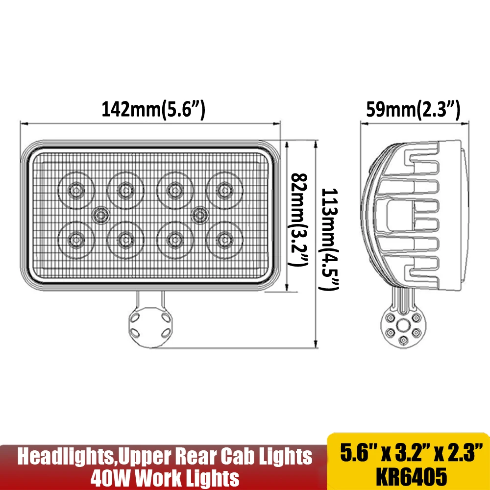 40w Tractor front bonnet LED work light combi - Farm Marketplace