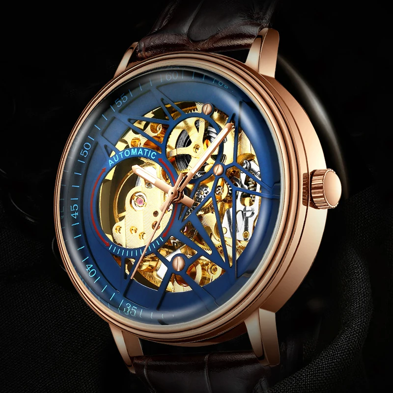 

BIDEN Top Brand Men New Fashion Automatic Mechanical Watches Skeleton Tourbillon Waterproof Sports Male Wristwatches Relogio