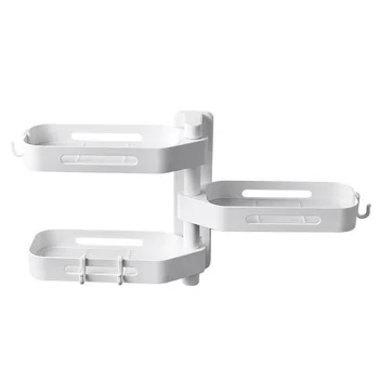 

Free of Punch Storage Rack Draining Three Layer Shelves for Bathroom Kitchen (White)