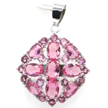 38x27 мм SheCrown романтический розовый турмалин Женская помолвка серебряный кулон