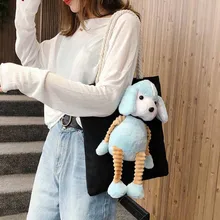 Женская сумка-тоут Милая холщовая сумка-шоппер для девочек, модные сумки на плечо с мультяшными игрушками, сумки для шоппинга