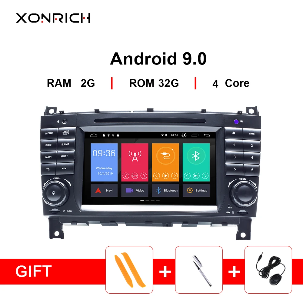Top 2Din Android 9 Car DVD Multimedia GPS Navi Radio For Mercedes/Benz W203 W209 W219 A-Class C-Class CLS C180 C200 CLK200Vito Viano 0