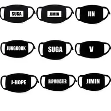 Черно-белая хлопковая Пылезащитная маска для лица Kpop Bangtan для мальчиков с надписью «V» «JIN» «JIMIN» jungkook suga для женщин и мужчин