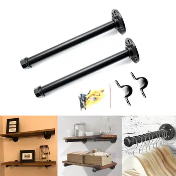 

Wall Mounted Industrial Pipe Shelf Brackets 2Packs -Black Fittings Flanges Pipes for Floating Shelves