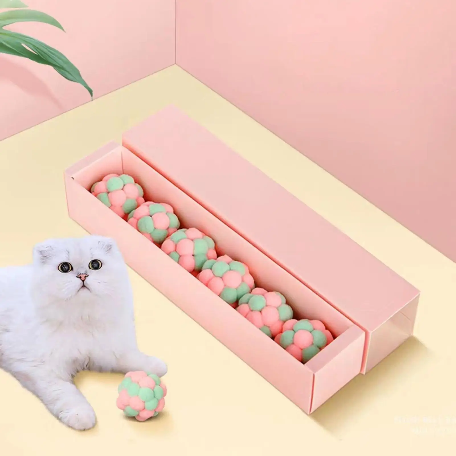 

6Pcs Ball Cat Toy Scratching Pompom Ball Toys for Pets Pet Cat Kitten Rolling Scratching Pompom Ball Sound Maker Interactive Toy