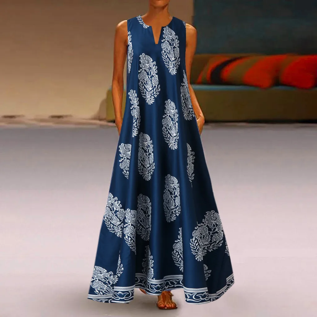 Plus Size 5xl Summer Party Dress 2019 Casual Print Maxi Dress Women Vintage Dresses Woman Party Night Elegant O Neck Women Dress