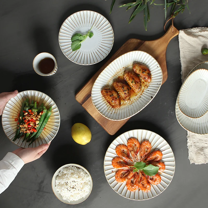 Online Juego de platos creativos de personalidad FANTERCY juego de platos de comida para el hogar platos de vajilla y platos Retro de estilo japonés