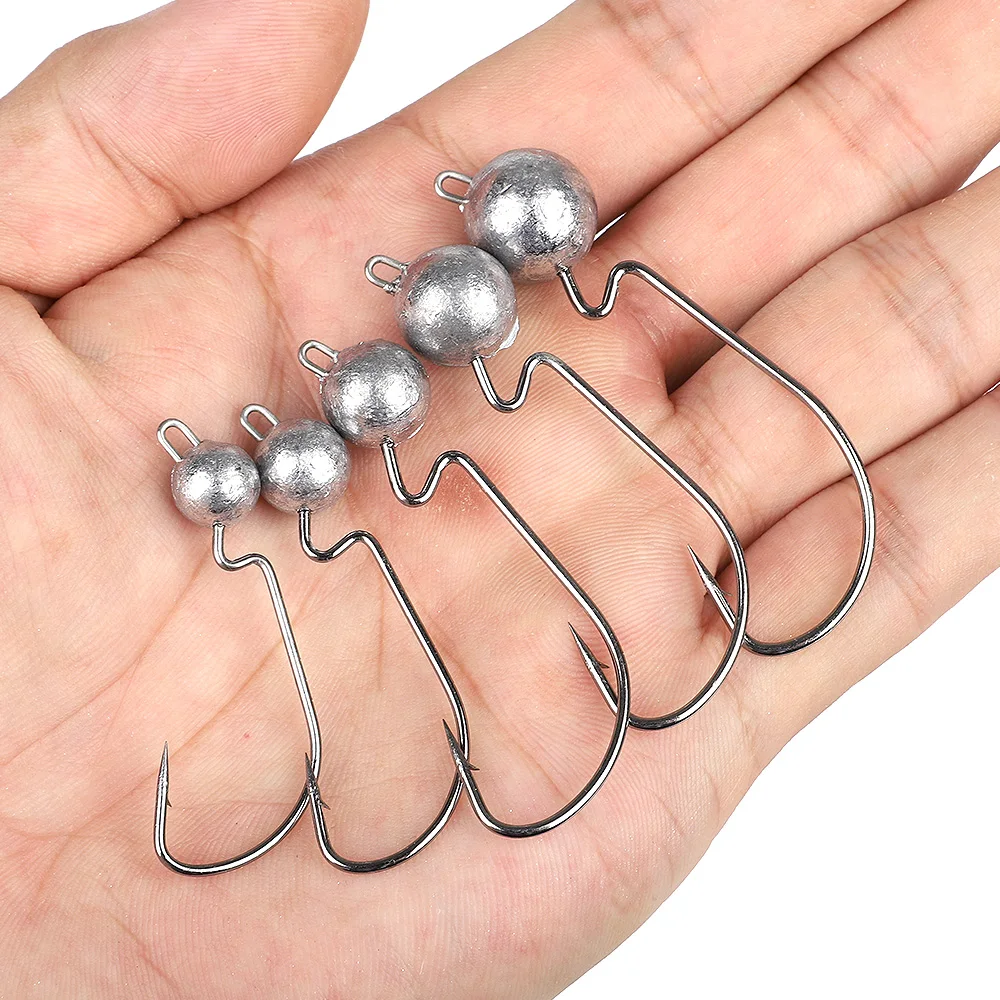 DONQL 5/10 шт. смещение свинцовый крючок для рыбалки Jig Head рыболовный крючок для Мягкая приманка в виде червей 3,5g-14g колючий Карп широкая заводная рукоятка бронзовых морских рыболовных крючков