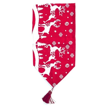 

Christmas Table Runner Table Cloth Elk Table Flag Decoration for Christmas Holidays Party Dining Table Decorations