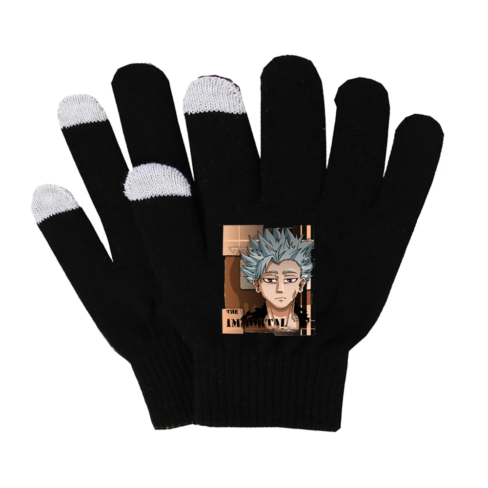 Аниме семь грехов перчатки Плюшевые льняные перчатки зимние мягкие перчатки сенсорный экран смартфон перчатки унисекс - Цвет: 02