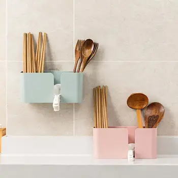 

Plastic Home Chopsticks Cage Draining Rack Wall-mounted Kitchen Utensils Storage Organizer Fork Knife Spoon Holder Tableware