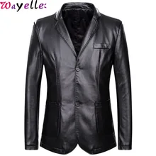 Мужское пальто из искусственного меха, мужские кожаные блейзеры, куртки, Осень-зима, свободная мягкая куртка из искусственной кожи с отворотом, пальто размера плюс 5XL 6XL 7XL