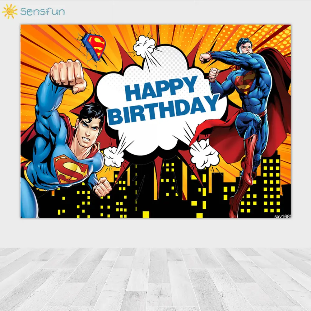 Sensfun 7X5FT супер герой тематический фон для фотосъемки с изображением Супермена детских празднований дня рождения вечерние пользовательский Фотофон для студийной съемки фон винил