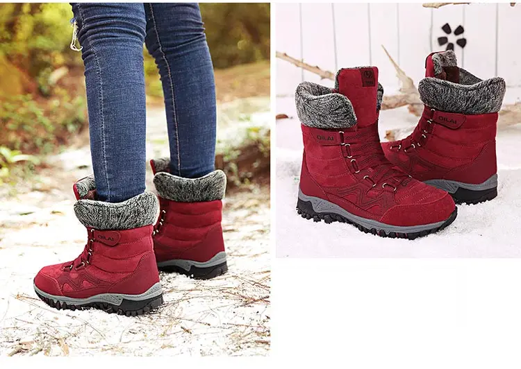 fashion Thicken snow boots women plus velvet warm boots outdoor non-slip high to help cotton women shoes walking shoes woman