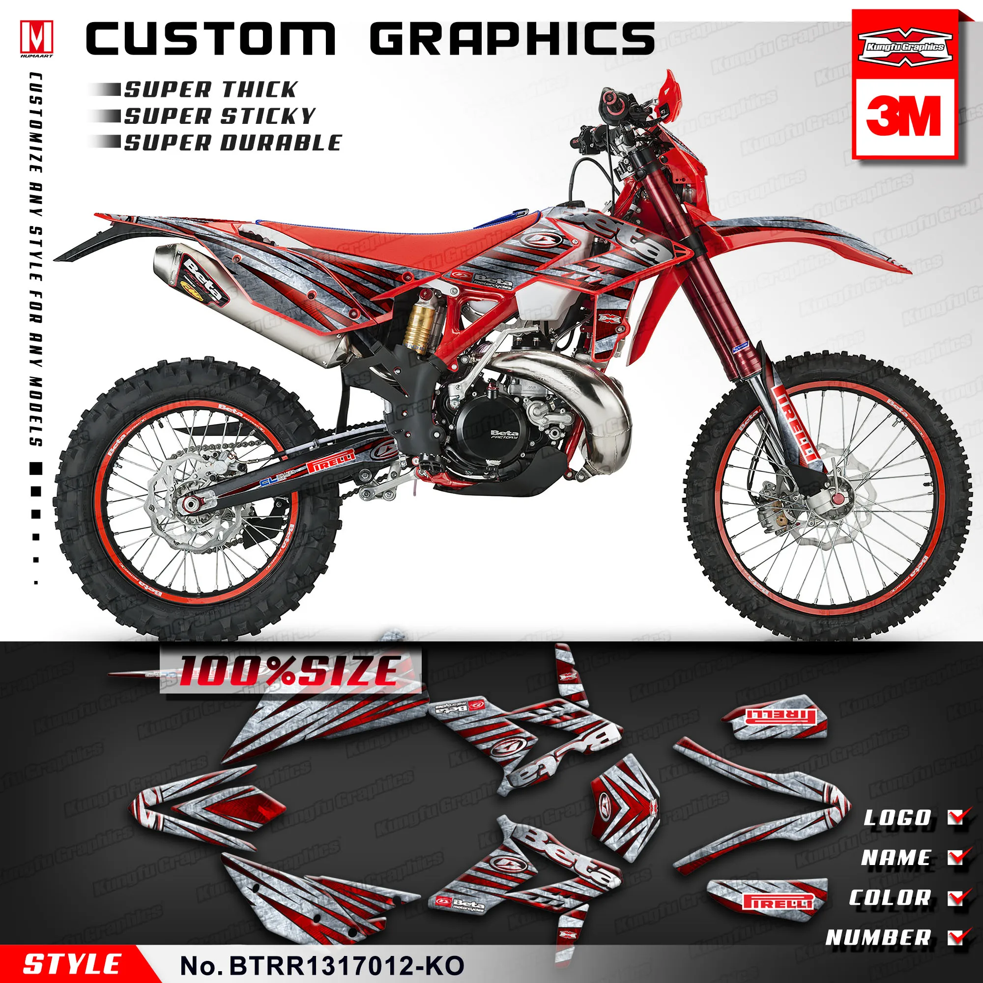 KUNGFU графика MX Наклейка Виниловая наклейка набор для Бета 250 300 350 390 430 480 RR 250RR 300RR 350RR