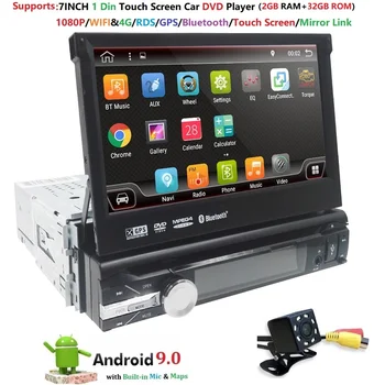 

7"Universal 1din Android 9.0 QuadCore Car DVD player GPS Navigation 4GWifi BT autoRadio 2GB RAM 32GB ROM SWC RDS OBD2 DAB CD MAP