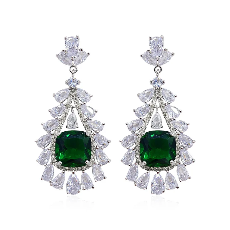 

EYER Unique big Shine Charm Fashion Indian Earrings For Women Wedding Party Luxury Drop Zircon Earrings anillos grandes de mujer