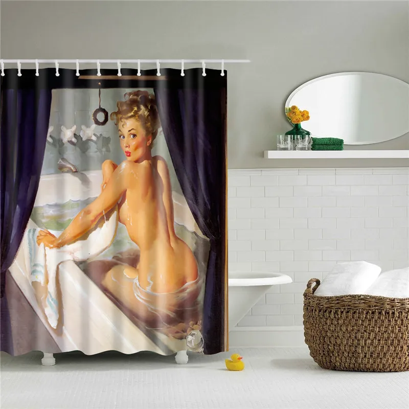 Сексуальная Женская печатная занавеска для душа s занавеска для ванной комнаты ткань смешная Водонепроницаемая макраме экран Домашний Декор Бохо с подвесным кольцом