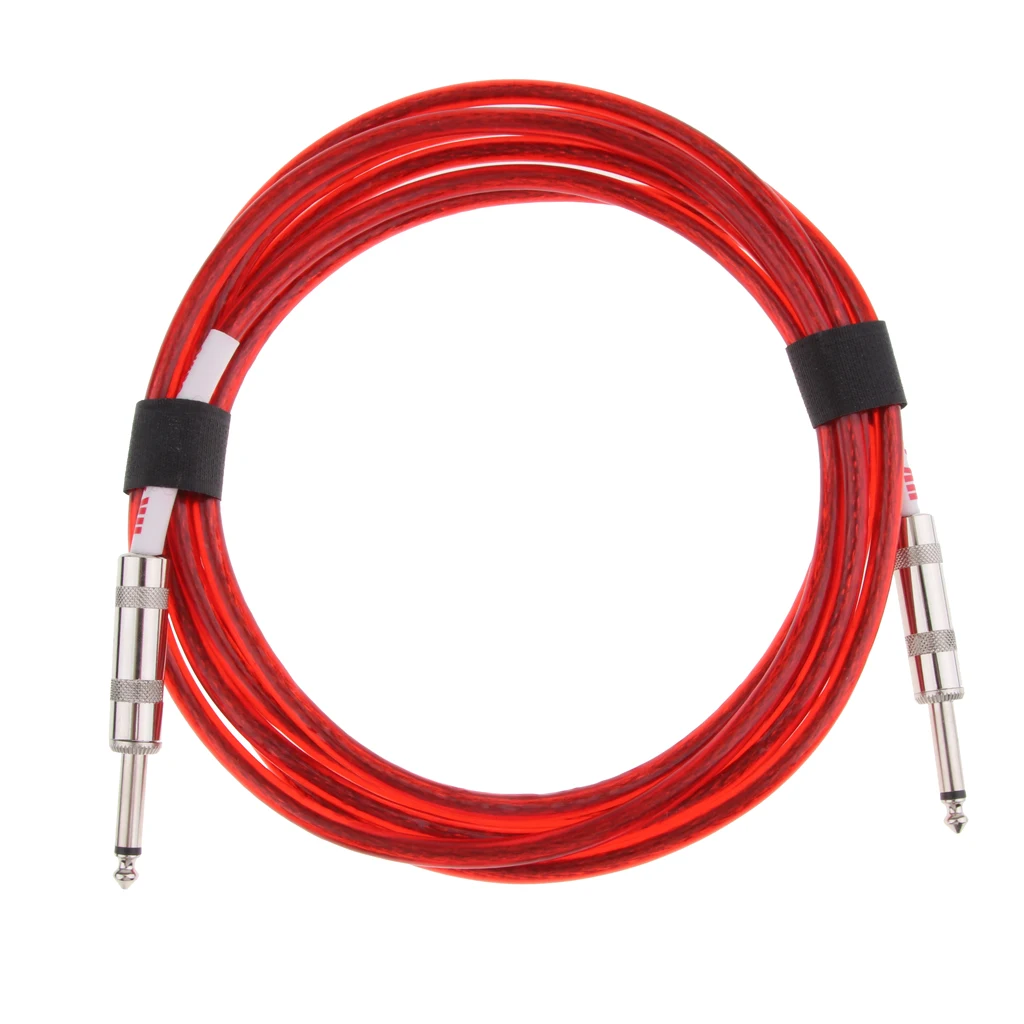 118inch Plug Lead Guitar Bass Instrument To Amp Audio Cable Straight Red Musical Accessories