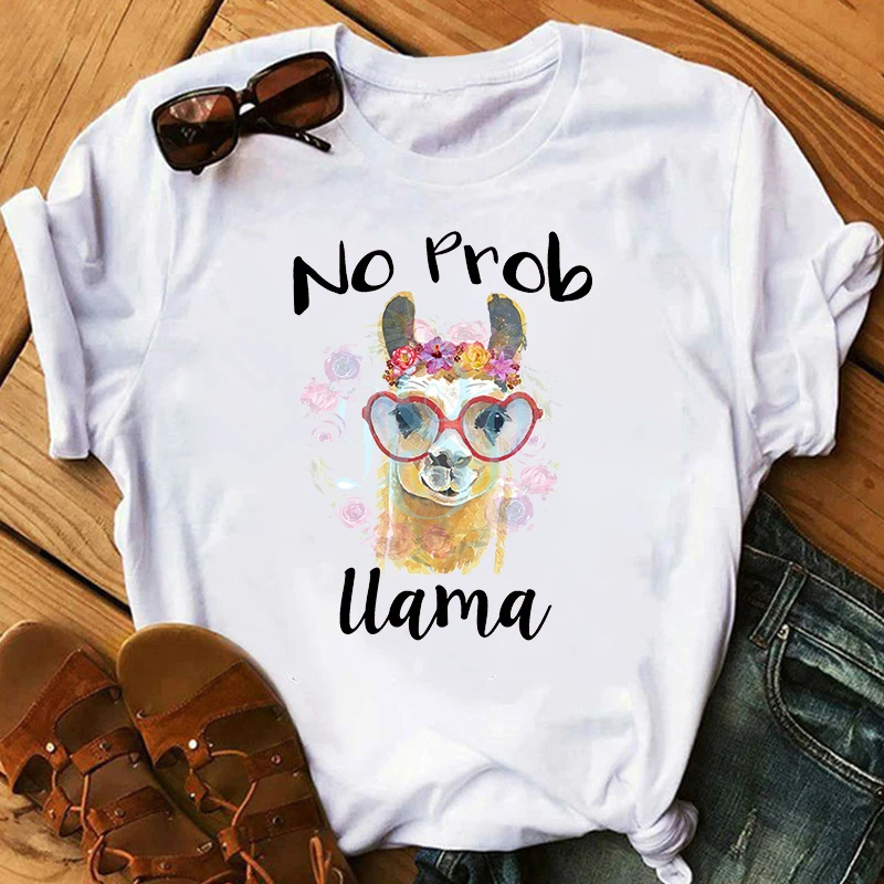 Vendedor Caliente Hierba de barro dibujos de caballos impresión camiseta de las mujeres No hay problema Llama camiseta mujer pantalón corto Casual manga gráfico, Tops de verano, camisetas de mujeres 33mj6BoGGwM
