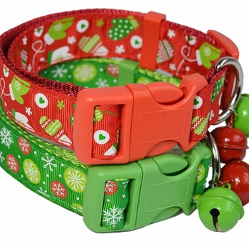 

Dog Collar Personalized Polyester Pet Collar Christmas With Red And Green Bells Adjustable Collar Pet Supplies