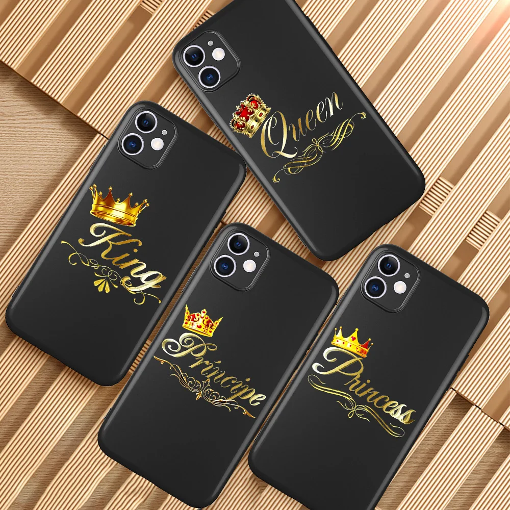 

Golden king queen princess Phone case for iPhone 5 5S SE 6 6S 7 8 Plus X XS Max XR 11 Pro Max One Plus 5T 6T 7T 8 Pro Silicone
