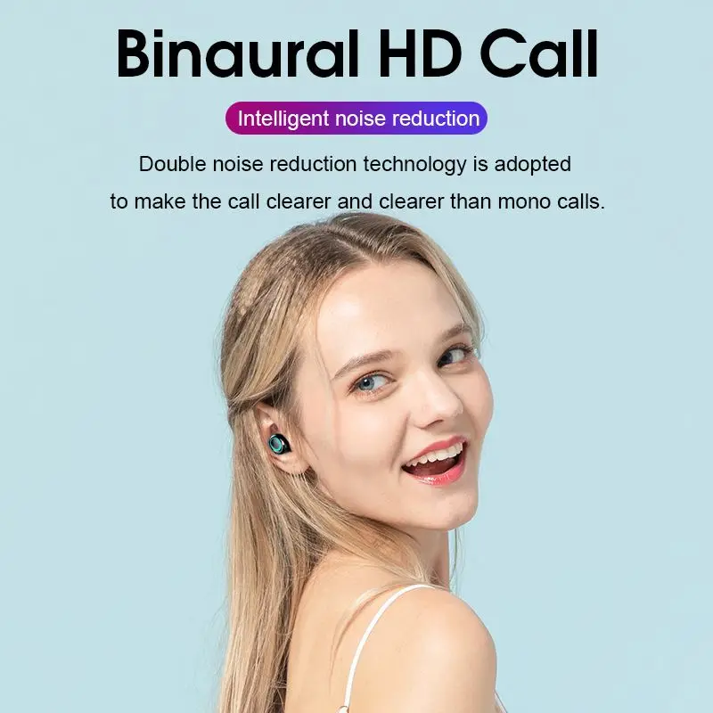 CLAITE, беспроводные bluetooth 5,0 наушники, мини TWS 9D, стерео, HD, вызов, наушники, Smart Touch, светодиодный, для спорта, портативная гарнитура с микрофоном